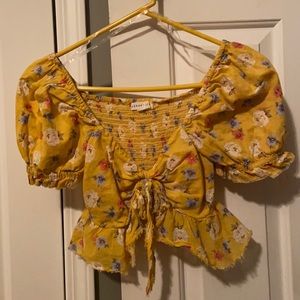 Orange cropped puff shirt
